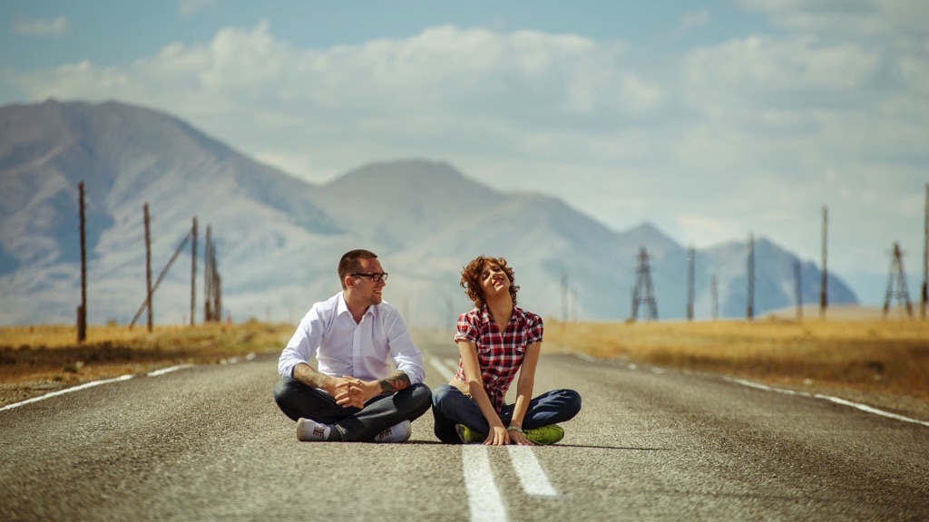 couple in a road