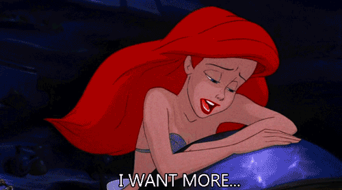 Escena de la pelicula La Sirenita, Ariel dice: I want more...